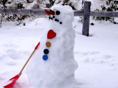 real snowman with a big frown